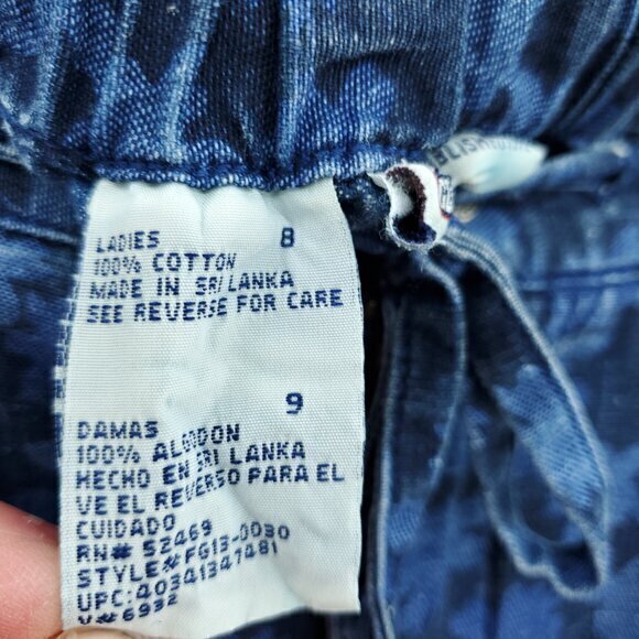 VTG Denim Floral Print Midi Skirt W/Drawstring Waist 8 Blue - Picture 4 of 15